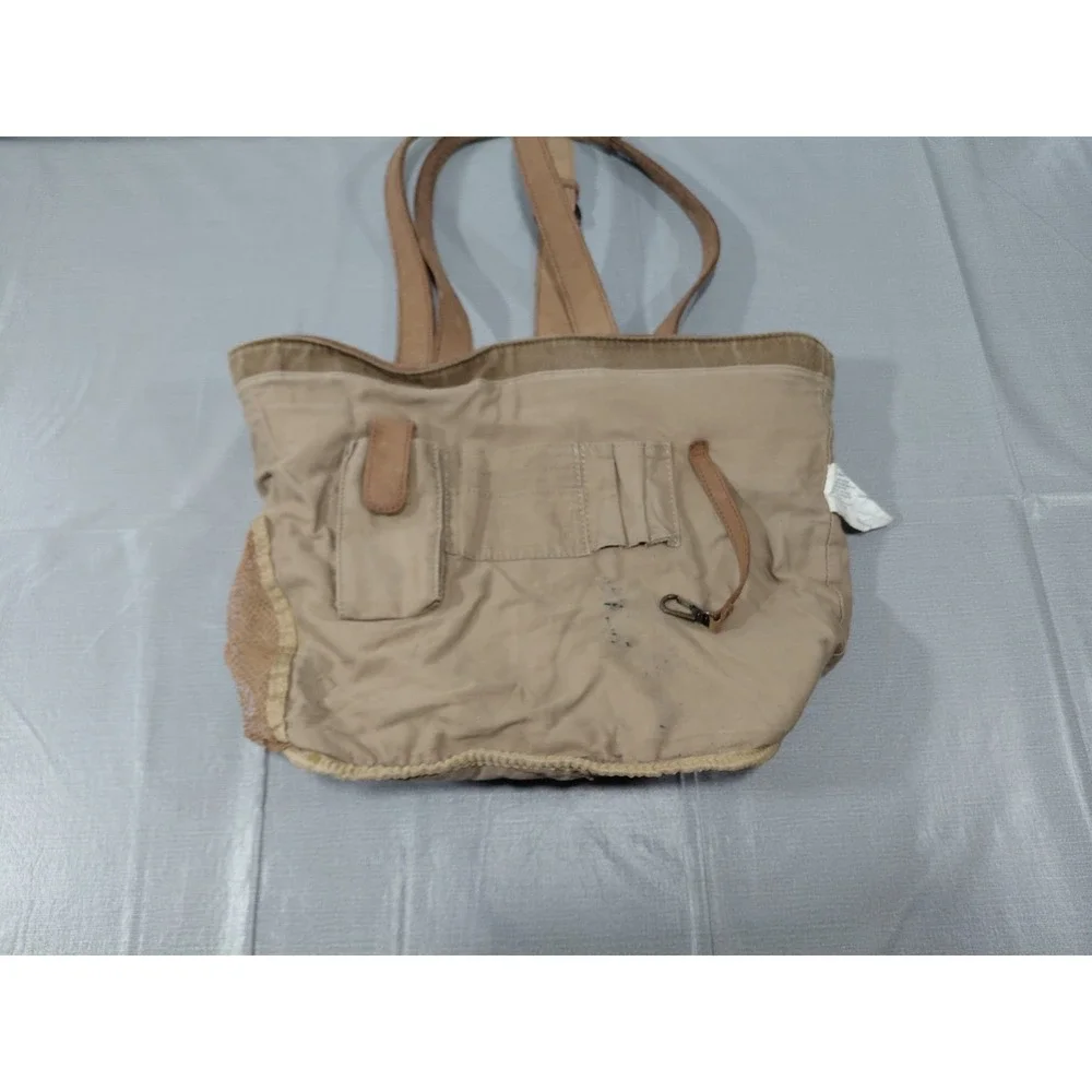 Vtg L.L. Bean Canvas & Leather Buckle‎ Tote Bag Khaki Unisex